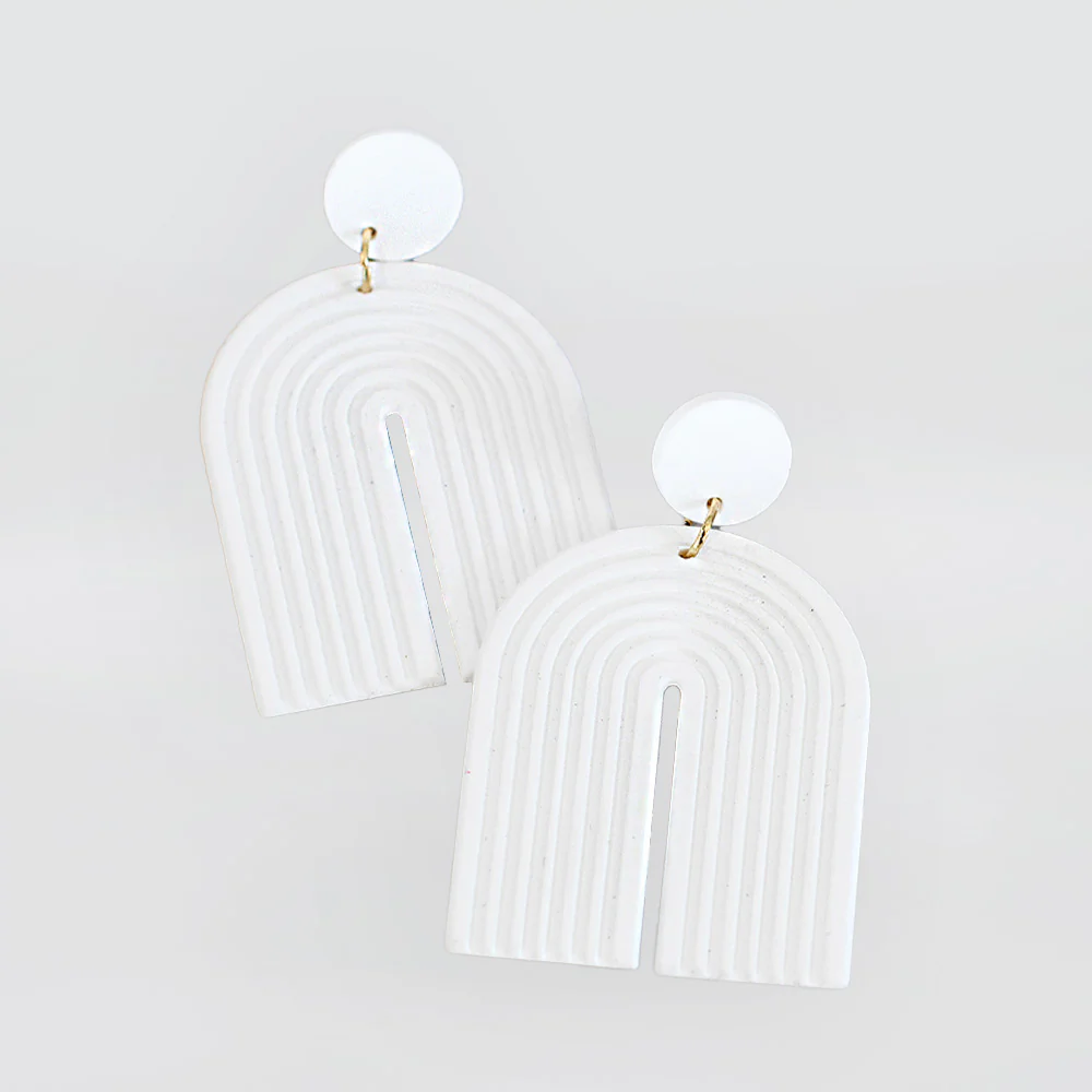 White Arch Earrings