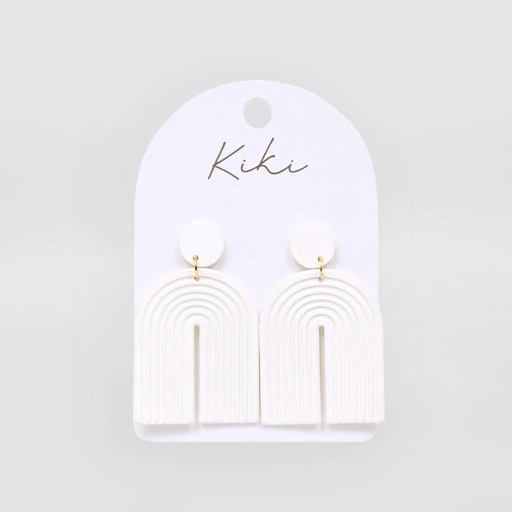 White Arch Earrings - Image 2