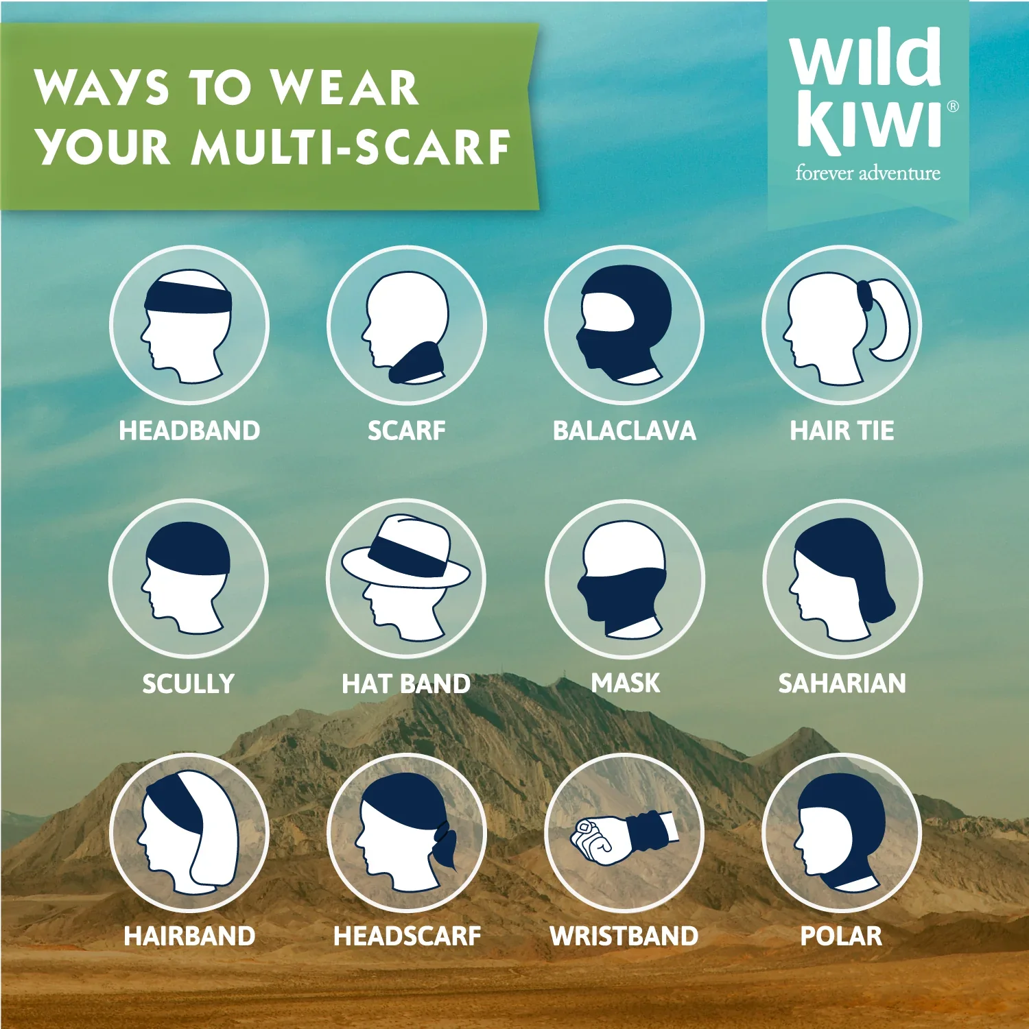 Wild Kiwi Multi-Use Bandana - Retro Kiwi - Image 4