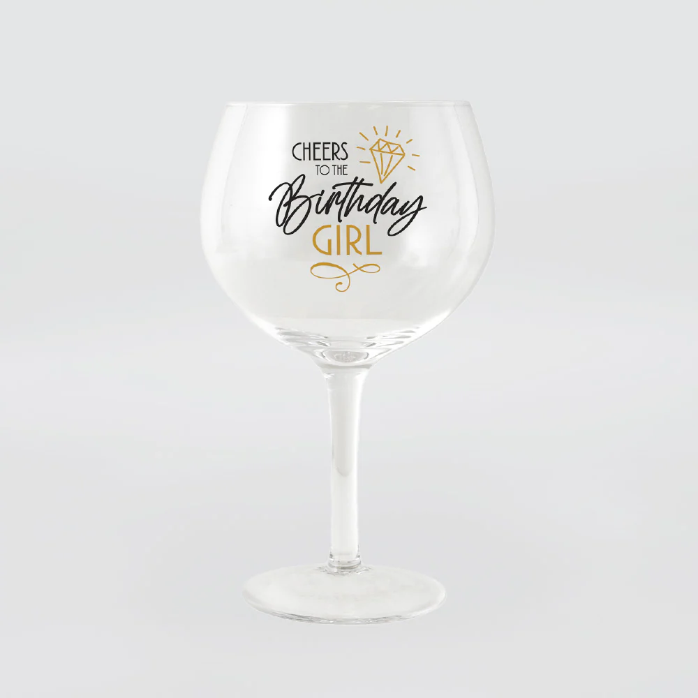 Wine 'Balloon' Glass - Birthday Girl