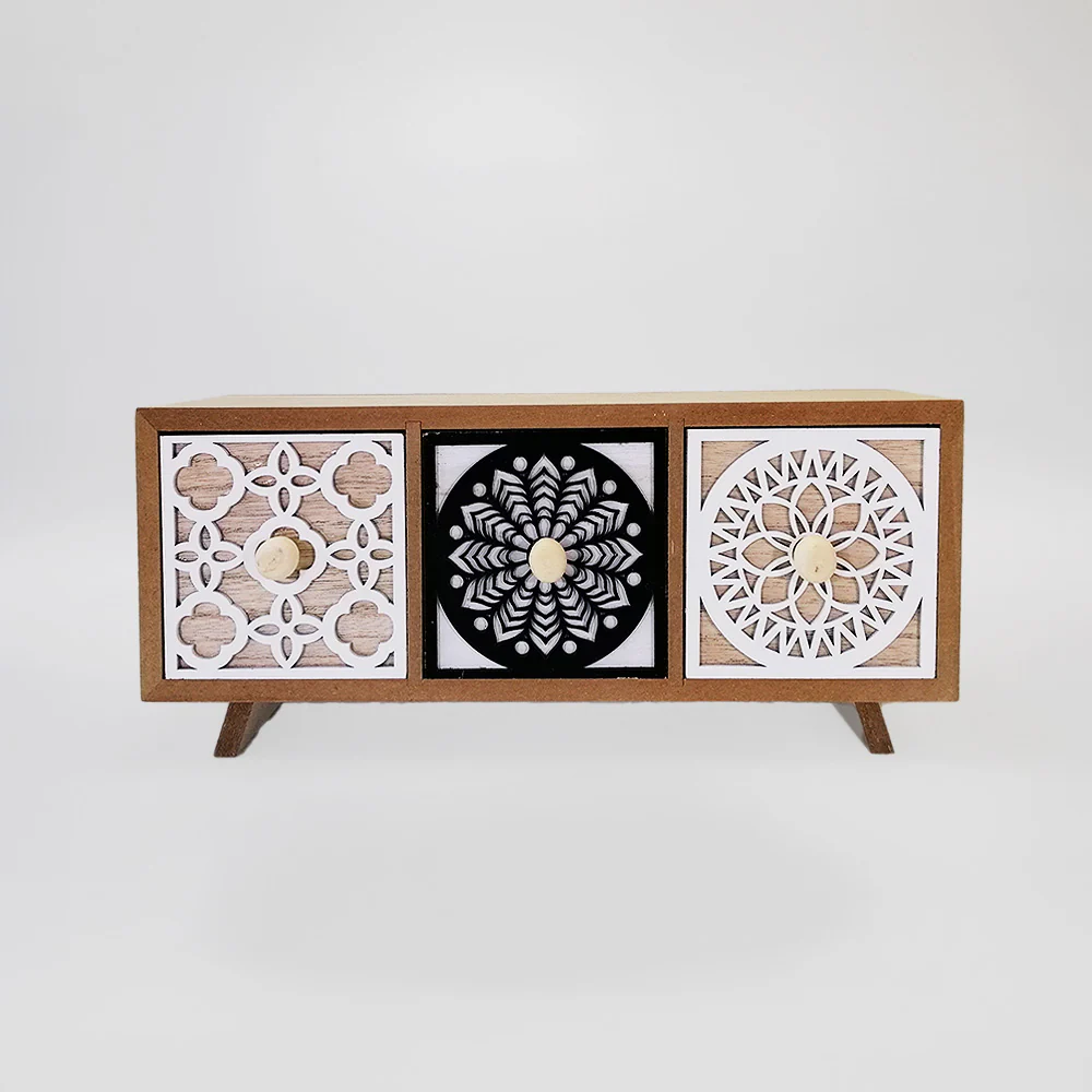 Woodbox - Natural 3 Drawer Cabinet Low