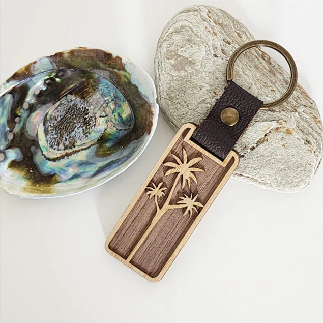 Wooden 'Cabbage Tree' Keyring