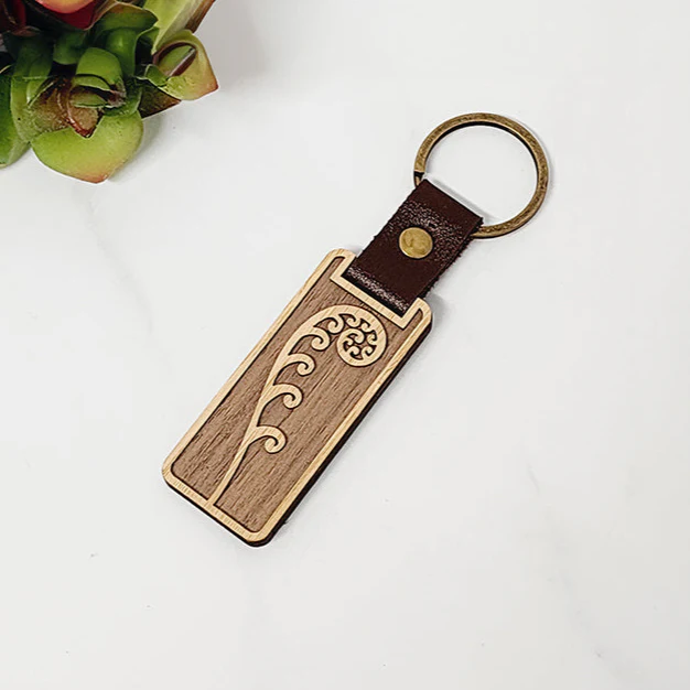 Wooden 'Frond' Keyring