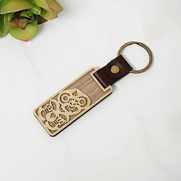Wooden 'Tiki' Keyring