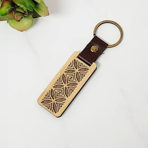 Wooden 'Tapestry' Keyring