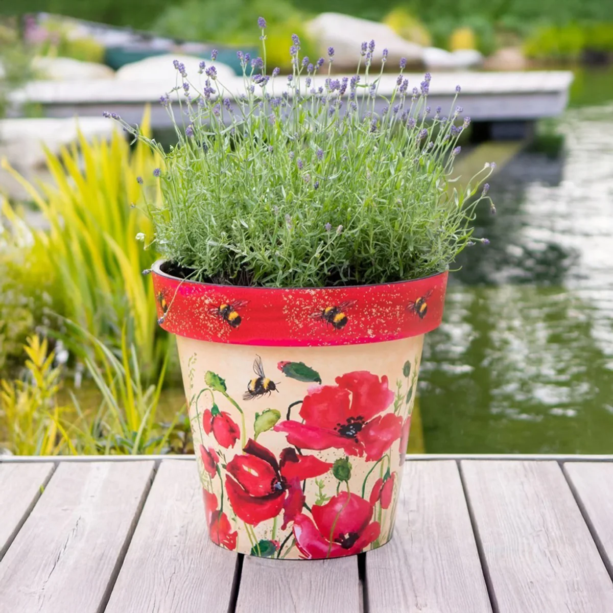 Zest Planter Pot - Bees & Poppies - Image 2